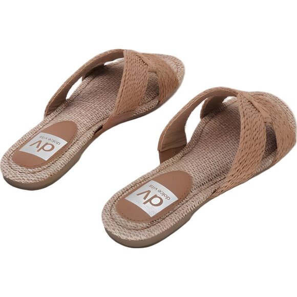 DV Dolce Vita Geeya Raffia Cafe Flat Slide Sandals Brown Women 5M - Picture 3 of 6